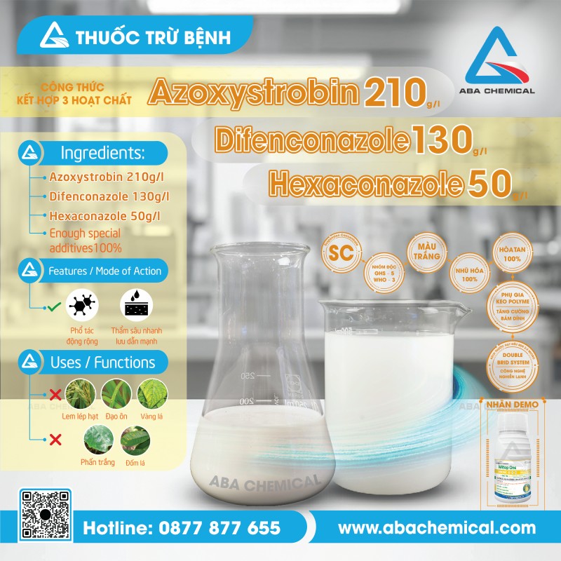 Thuốc Trừ Bệnh - Azoxystrobin 210G + Difenoconazole 130G + Hexaconazole 50G
